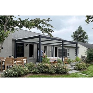PURPLE LEAF Louvered Pergola Outdoor Aluminum Pergola with White Adjustable Rainproof Roof Grey Frame Hardtop Gazebo for Patio Deck Garden - 1 of 4