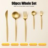 YIYIBYUS 90PCS Gold Dinnerware Set, Gold Flatware Cutlery Set, Stainless Steel Utensils Set for Home Restaurant - 3 of 4