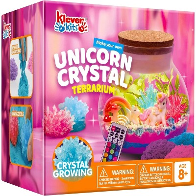 Klever Kits Unicorn Crystal Terrarium Crafts Kit for Kids with LED Night Light, Arts & Crafts, Crystal Growing Science Kit, Girls Gift for Age 6+