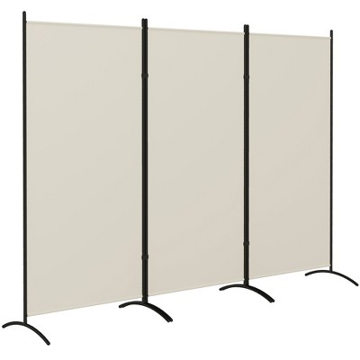 HOMCOM 6' Tall Room Divider, 3 Panel Folding Privacy Screen, Portable Partition Wall Divider for Home Office, Light Gray