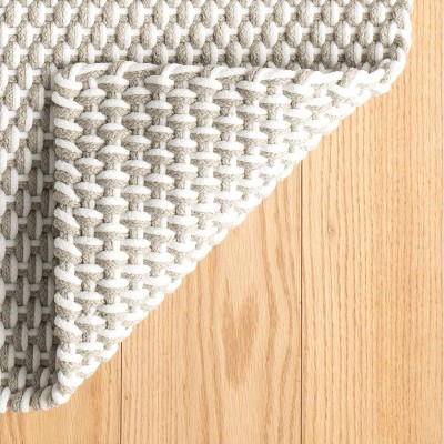 White Geometric Braided Synthetic 2' x 3' Rug