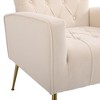 Accent Chair With Ottoman Set Of 2, Velvet Button Armchair With Backrest, Modern Upholstered Sofa Chair With Metal Legs For Living Room - 2 of 4