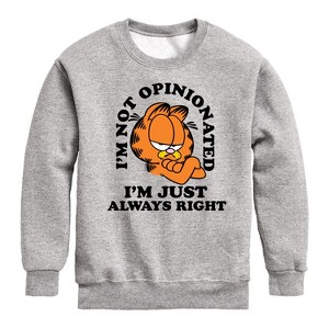 Boys' - Garfield - Always Right Graphic Long Sleeve Fleece Sweatshirt - 1 of 4