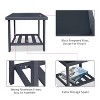 Black modern square side table; rustic aluminum outdoor side table with storage; patio tempered glass accent table - 2 of 4