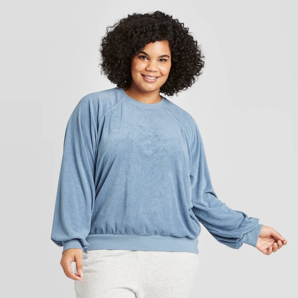Women's Plus Size Raglan Sleeve Crewneck Sweatshirt - Universal Thread Blue 3X was $22.99 now $16.09 (30.0% off)