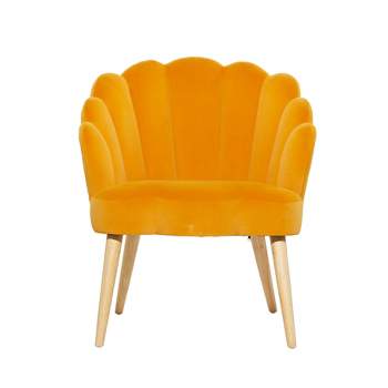 Modern Glam Velvet Seashell Accent Chair Yellow - Olivia & May