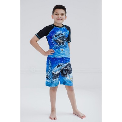 Monster Jam Megalodon Little Boys Rash Guard and Swim Trunks Outfit Set Blue 6 — фото 2