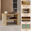 31.3" 2-Tier Wood Round Coffee Table with Rattan Base - 2 of 4