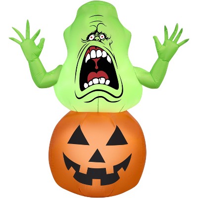 Gemmy Airblown Slimer on Pumpkin Ghostbusters, 3.5 ft Tall, Multicolored