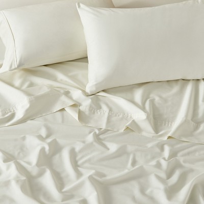Cream Cotton Sateen King 4-Piece Sheet Set