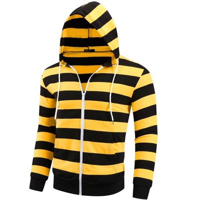 Lars Amadeus Men's Zip Up Long Sleeves Color Block Striped Hoodies