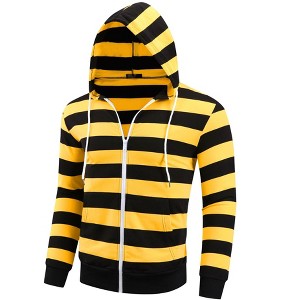 Lars Amadeus Men's Zip Up Long Sleeves Color Block Striped Hoodies - 1 of 4