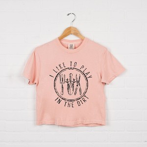 Simply Sage Market Women's I Like To Play In The Dirt Short Sleeve Relaxed Fit Cropped Tee - 1 of 4