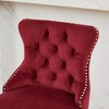 DSVIMOY Counter and Bar Stool Set of 2 Swivel Velvet Barstools with Button Tufted and Wooden Legs for Kitchen, Red, 25.5"*18.1"*18.9" - 4 of 4
