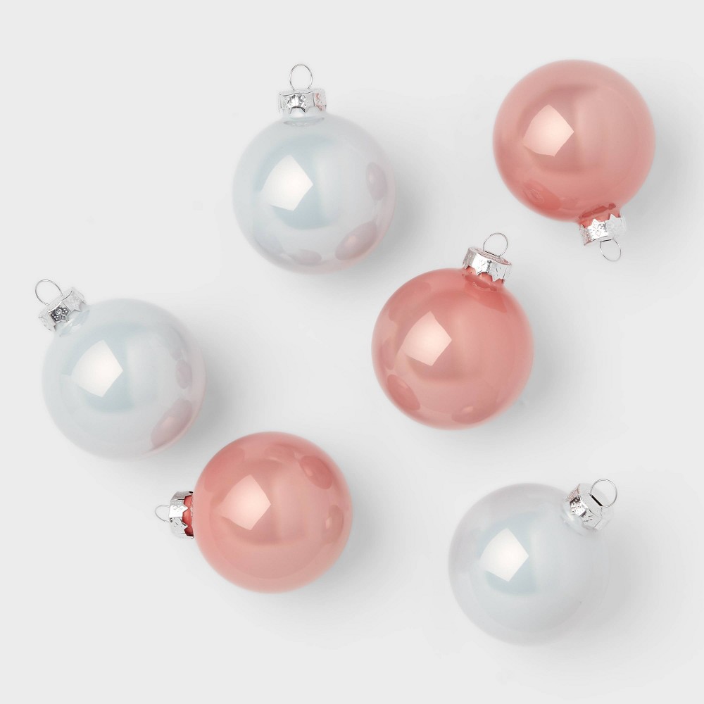 9pc Glass Round Christmas Tree Ornament Set