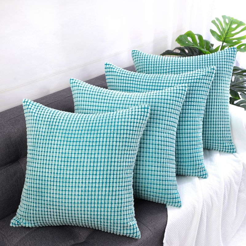 PiccoCasa Throw Pillow Covers Set Soft Velvet Corduroy Pillowcase Cushion Covers 4Pcs, 2 of 6