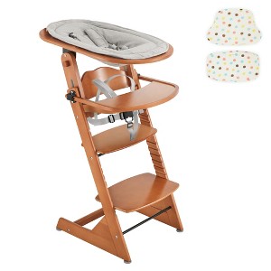Convertible Wooden High Chair for Babies and Toddlers - Baby Feeding &Toddler Dining Chair with Removable Tray, Cushion and Harness - 1 of 4