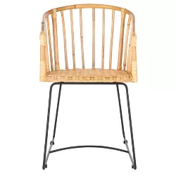 Siena Rattan Barrel Dining Chair Natural/Black - Safavieh
