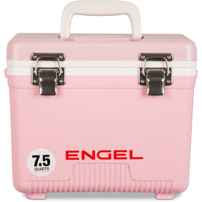 Engel 7.5-Quart 8-Can EVA Gasket Seal Ice and DryBox Cooler with Carry Handles and Shoulder Strap, Pink