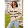 V For City Women's Striped Crochet Knit Long Sleeve Round Neck Open Front Cardigan Sweaters - 3 of 4