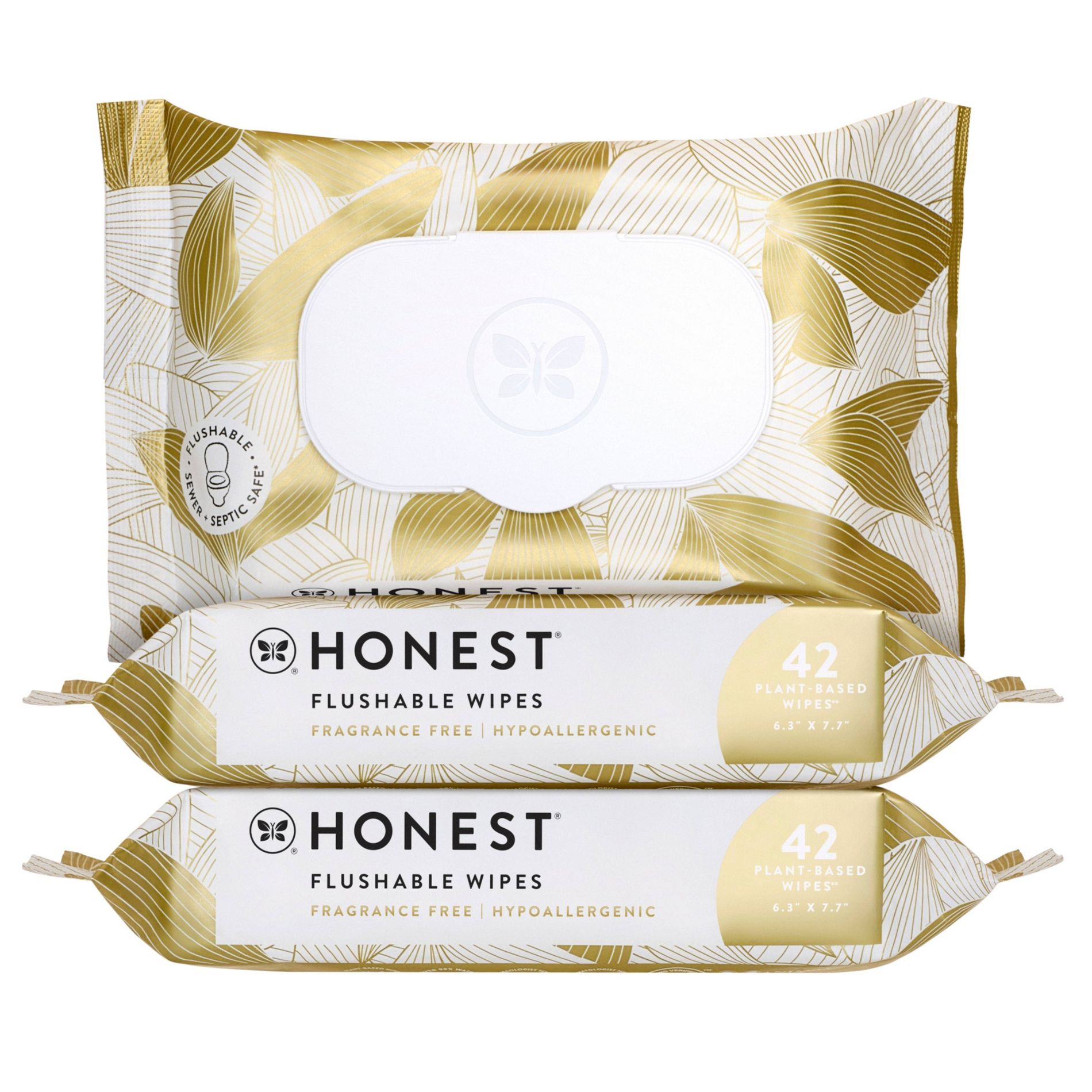 The Honest Company Flushable Wipes - Gilded Wings - 126ct: Unscented