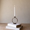 Brass Round Sculpture Taper Candle Holder Metal by Foreside Home & Garden - 2 of 4