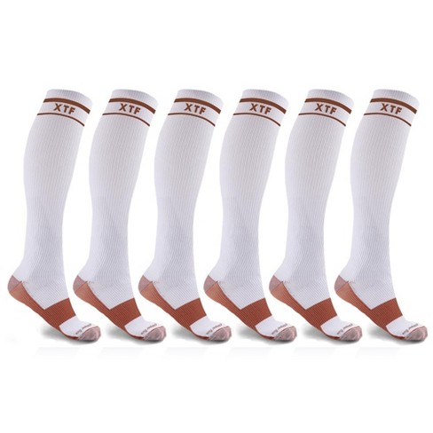 Extreme Fit Unisex Copper-Infused Knee High-Energy Compression Socks - 6  Pair - Small/Medium