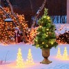 Tangkula 4'Warm White Lighting Christmas Entrance Tree Doorway Pre-Lit Decoration w/ 60 LED Lights Berries Pine Cones - 3 of 4