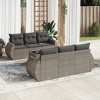 vidaXL 7 Piece Patio Sofa Set with Cushions Gray Poly Rattan - 2 of 4