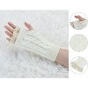 Unique Bargains Pair Women's Winter Lace Trim Fingerless Thumbhole Stretchy Knitted Gloves - 2 of 4