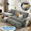 84 Inch Sleeper Sofa Couch, L-Shaped Sofa, Convertible Pull Out Sofa Bed with Storage, Charging Station, Led Lights, Modern Sectional Sofa - 4 of 4
