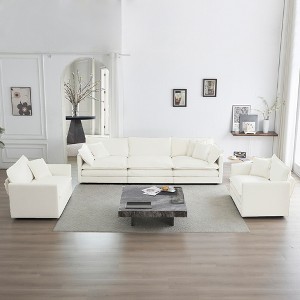 APRILSOUL 3 Pieces Modern Style Sofa Set, 1+1+3 Seats, Loveseat, 3-Seat Sofa, Chenille Fabric - 1 of 4