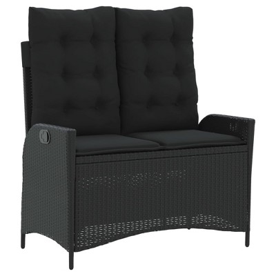 vidaXL Garden Bench Adjustable with Cushion Black Poly Rattan
