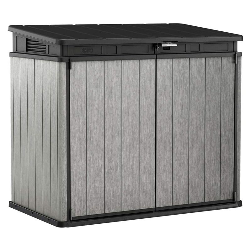 Keter 4.6 x 2.7 Foot Outdoor Storage Shed Durable Resin Backyard Home Patio Furniture for Garden Equipment, Tools, and Garbage Cans, Deco Grey, 1 of 7