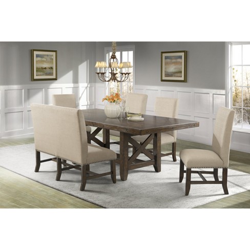 Bench Dining Room Table Set / International Furniture Direct Marquez Ifd435 1ctb 6x1bst24 7 Piece Rectangular Counter Height Dining Table And 6 Upholstered Barstools Set Sam Levitz Outlet Dining 7 Or More Piece Sets - The rectangular tabletop is perfectly sized for apartment living, or for a compact breakfast nook.