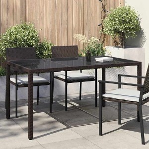 Garden Dining Table Brown 59.1" x 35.4" x 29.5" Poly rattan - 1 of 4