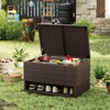 Tangkula 48 Gallon PE Wicker Rattan Deck Box w/ Shoe Rack Outdoor Storage Bin w/ Protective Liner - 2 of 4