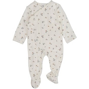 MiniMoi Baby Boys "Blue Foliage" Crossover Collar Footie - 1 of 4