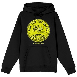 Yellowstone Ride For The Brand Badge Long Sleeve Black Adult Hooded Sweatshirt - 1 of 3