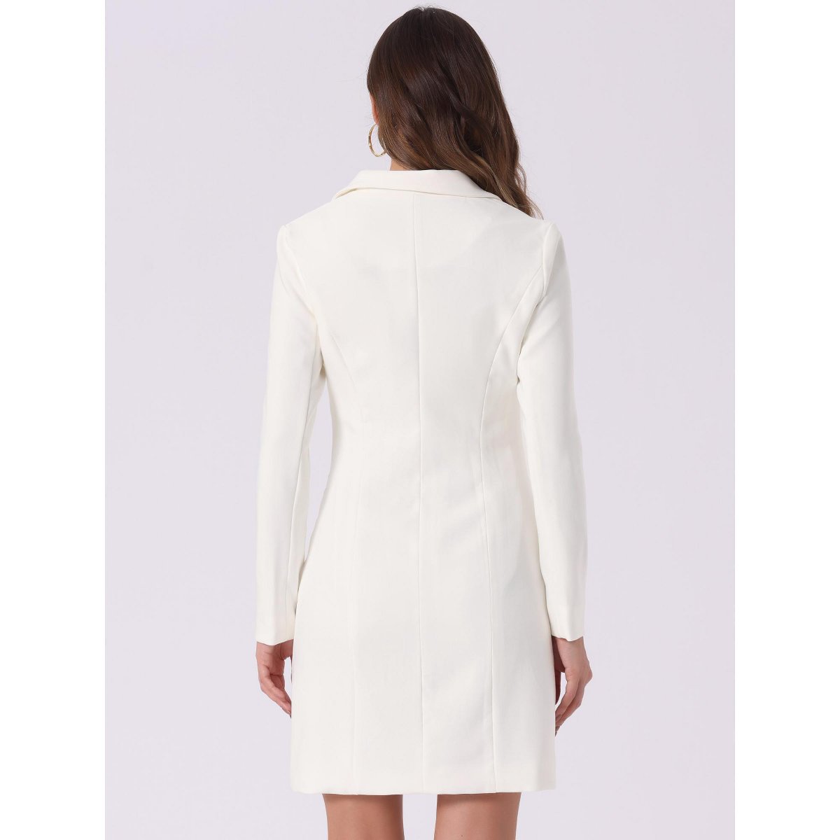 Женские платья INSPIRE CHIC Women's Casual Notched Lapel Collar Office Work Blazer Dress X-Small White — фото 4