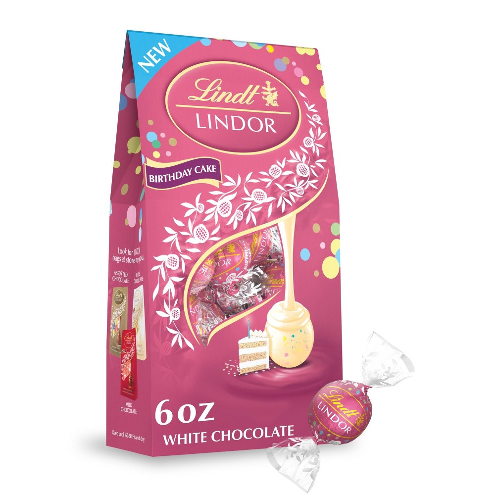 Lindt Lindor Birthday Cake White Chocolate Candy Truffles - 6oz