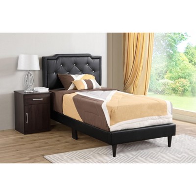 CAVINAS Twin Size Modern Casual Platform Bed Frame with High Upholstered Headboard,No Box Spring Needed
