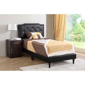 CAVINAS Twin Size Modern Casual Platform Bed Frame with High Upholstered Headboard,No Box Spring Needed - 1 of 4