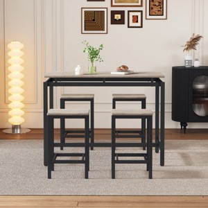 Dining Sets 5 Piece, Bar Table Set With Table And Stools, Dining Set Modern Industrial Design, Counter Height Dining Sets -Cuddlewood - 1 of 4