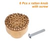 Unique Bargains Rattan Wood Handmade Round Dresser Cabinet Knobs with Screws - 3 of 4