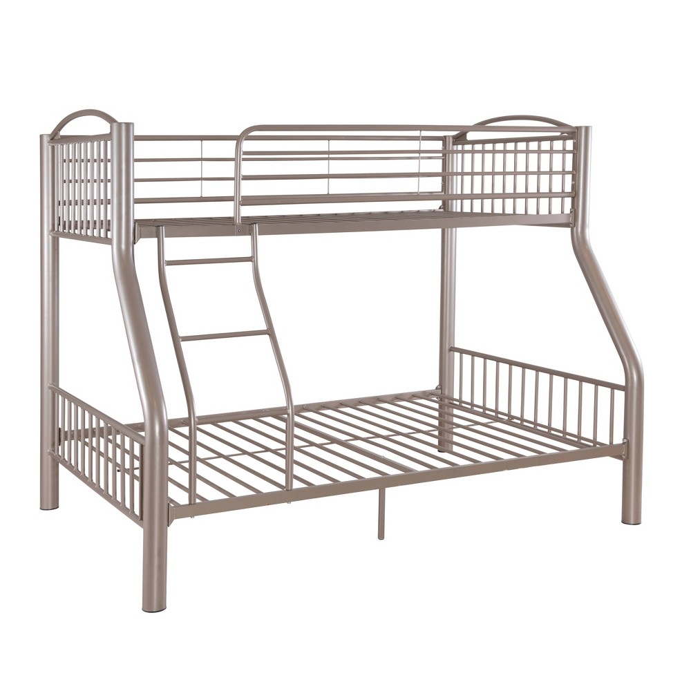 Photos - Bed Frame Twin Over Full Aiden Modern Pewter Finish Metal Kids' Bunk Bed - Powell