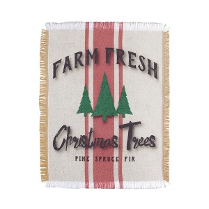 Monika Strigel FARMHOUSE SHABBY SIGN FRESH TREES 56"x46" Woven Throw Blanket - Deny Designs - 1 of 4