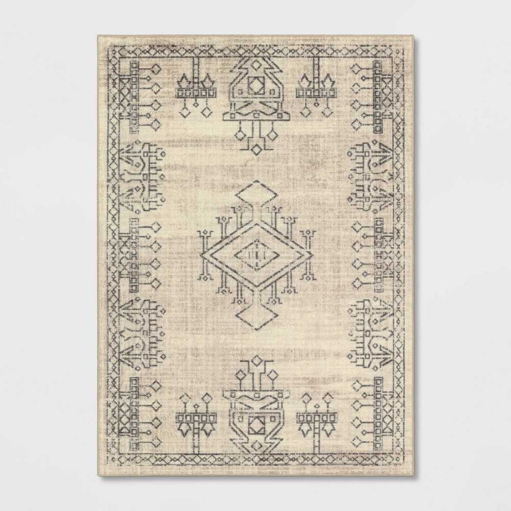 5'x7' Hancock Distressed Center Motif Rug Beige - Threshold™