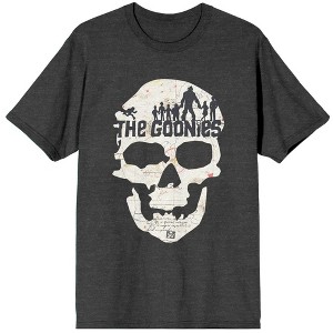 The Goonies Skull Art With Title Logo Women's Charcoal Gray Heather Graphic Tee - 1 of 2