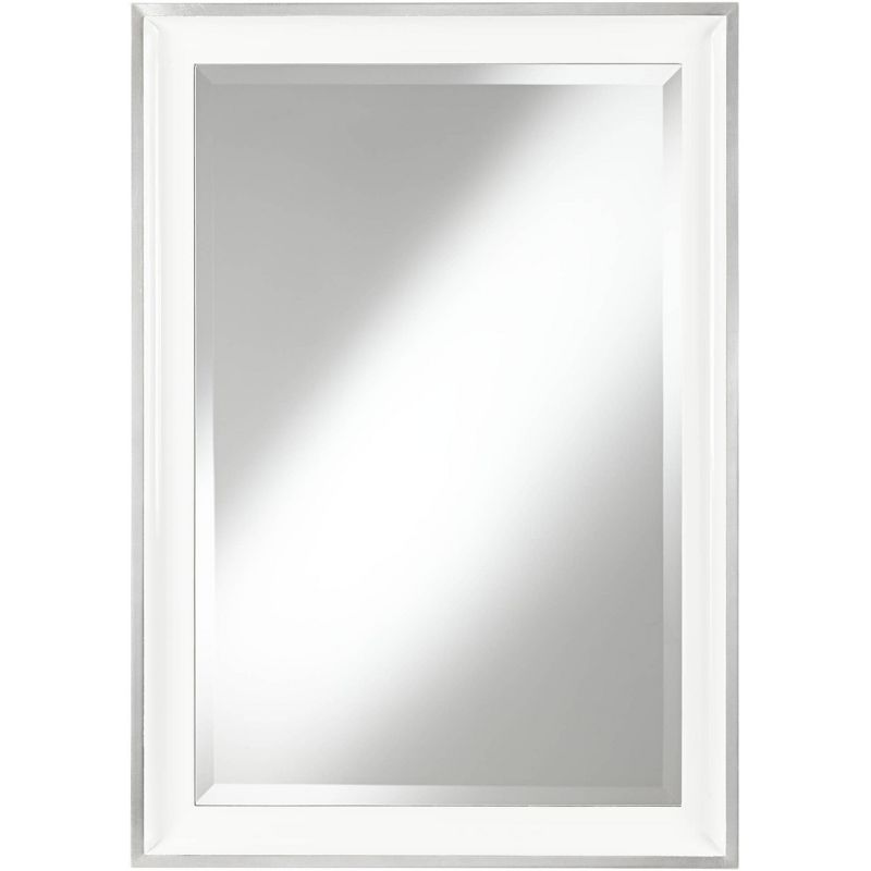 Uttermost Rectangular Vanity Accent Wall Mirror Modern Beveled Glossy White Wood Frame 24" Wide for Bathroom Bedroom Living Room, 1 of 4